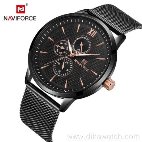NAVIFORCE New 3003 Men's Watch, Mesh Strap, Six-Hand Waterproof Quartz Watch